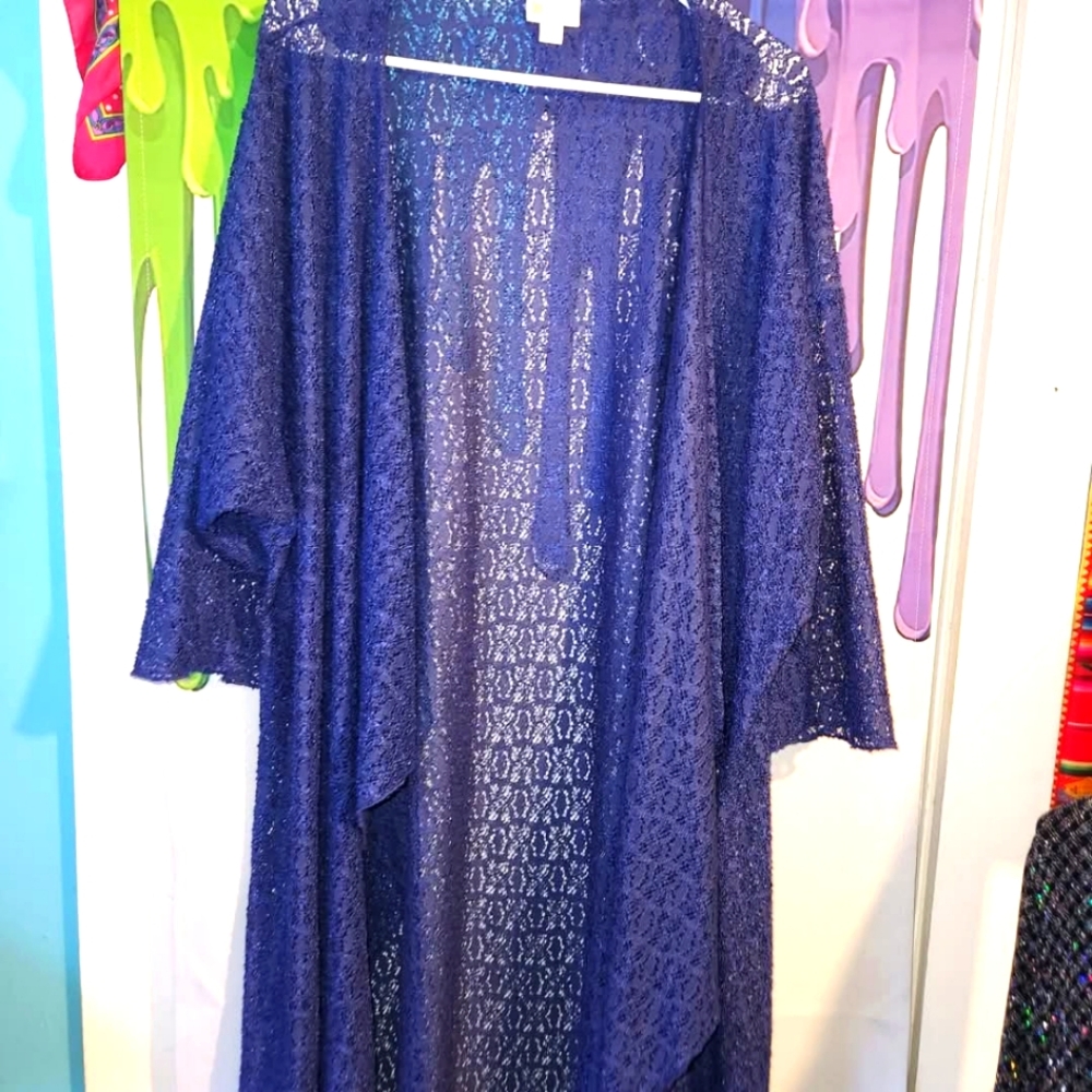 Large, Lularoe, Dark Blue, Sheer, Lace, Kimono/Cover-up, Cardigan,